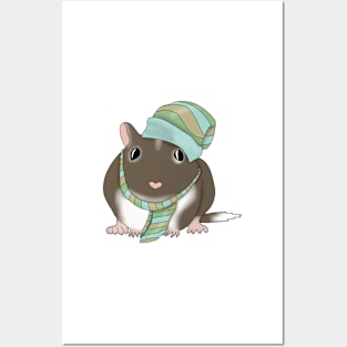 Brown Gerbil winter hat and scarf Posters and Art